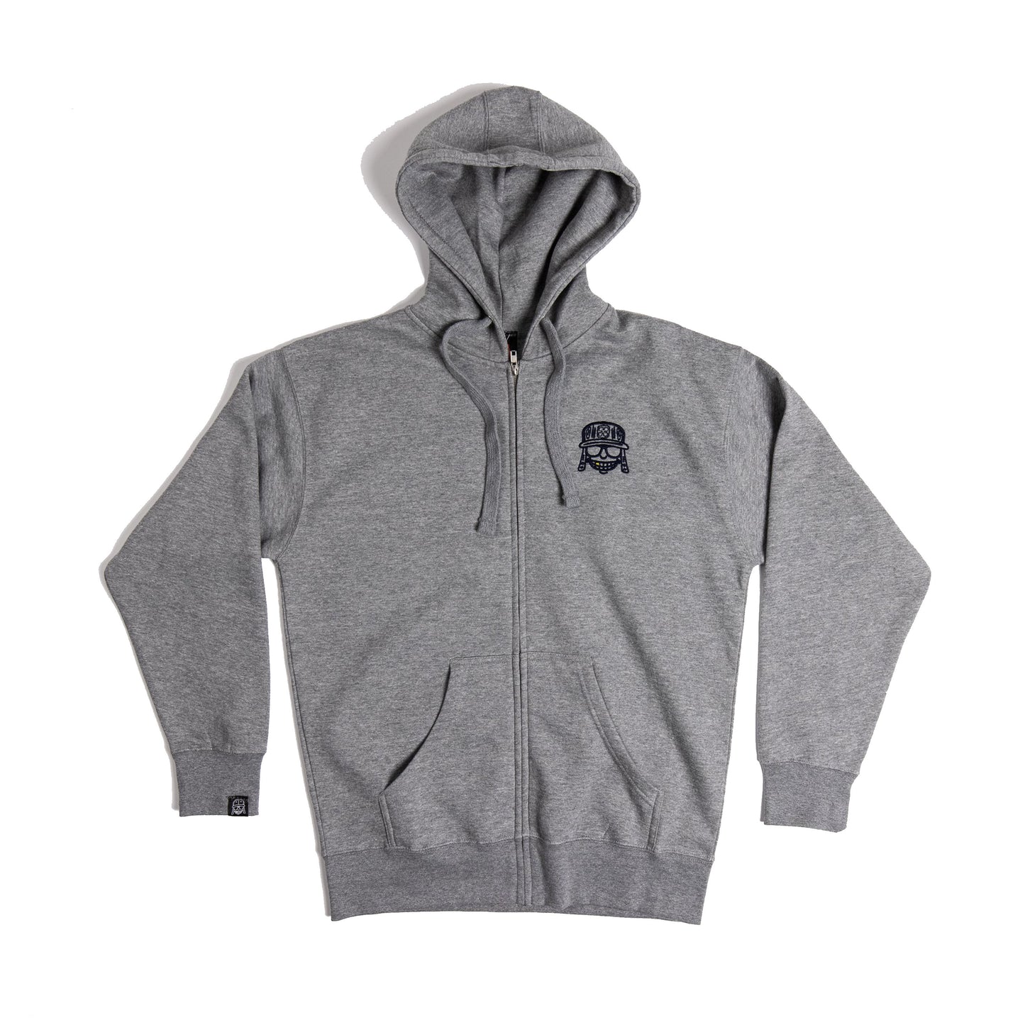 heather gray Embroidered Raka Mola Zip Up Hoodie