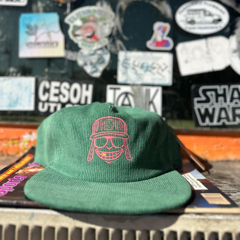 1 OF 1 TEO GREEN & PINK CORDUROY SKATER SNAPBACK (ONLY 2 MADE)