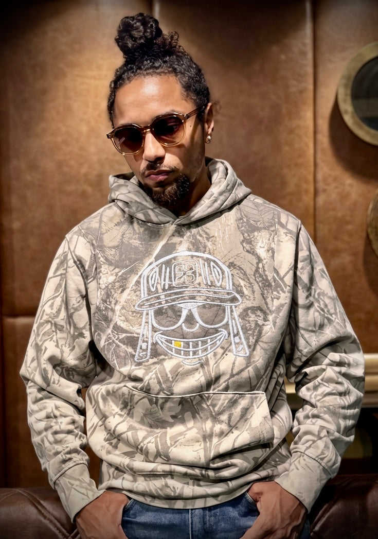 Forest White Camo  Embroidered Hoodie