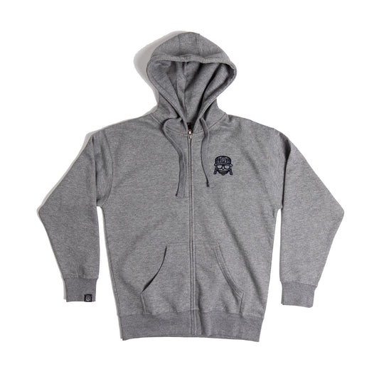 heather gray Embroidered Raka Mola Zip Up Hoodie